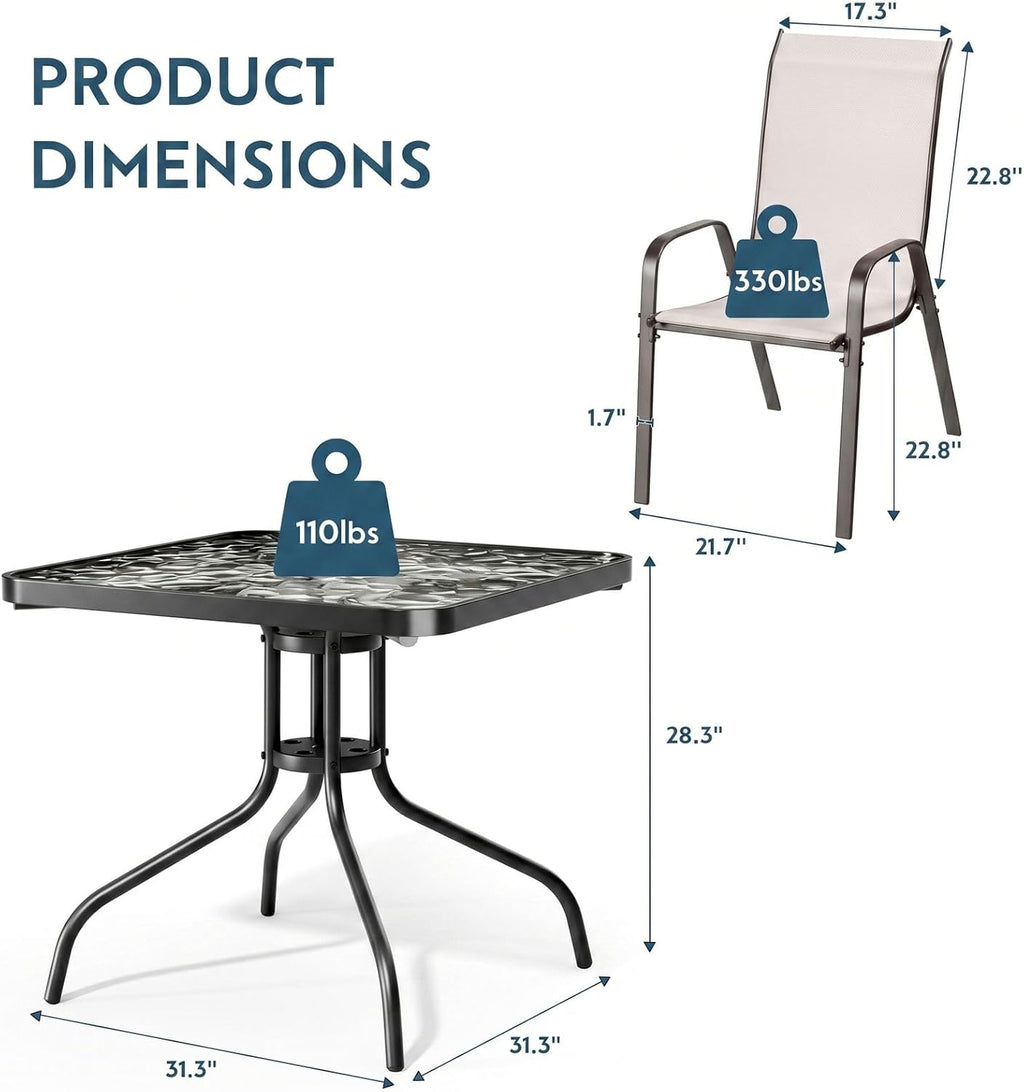 Arlopu 5 Piece Patio Dining Set