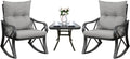 COSIEST 3pc Warm Gray Rocking Bistro Set