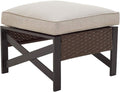 Outdoor Wicker Patio Ottoman with Cushion
