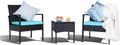 MEISSALIVVE 3pc Blue Wicker Bistro Set