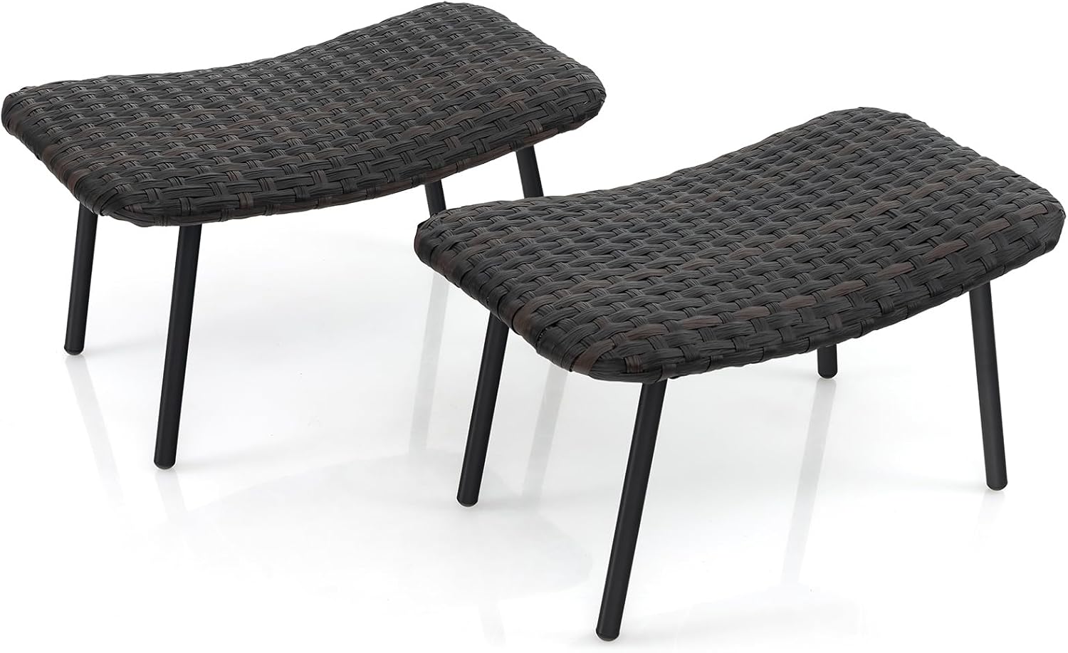 Tangkula 2 Pack Rattan Patio Ottomans