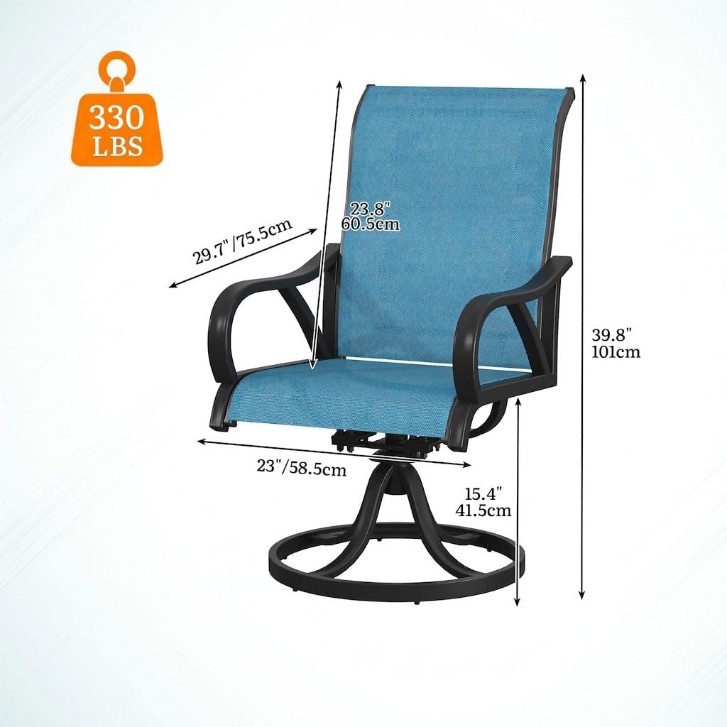2 Pack Blue Swivel Patio Rockers