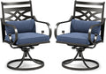PHI VILLA 2 Pack Blue Swivel Patio Chairs