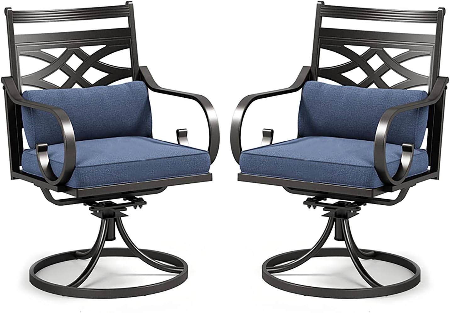PHI VILLA 2 Pack Blue Swivel Patio Chairs