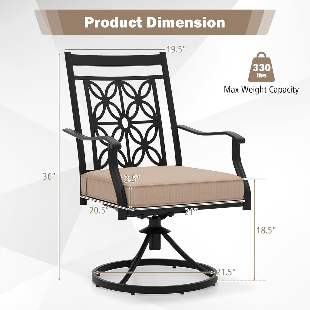 Tangkula 2 Pack Swivel Patio Dining Chairs