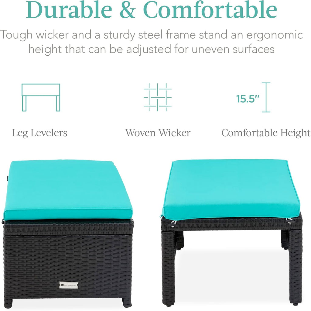 Best Choice Products 2 Pack Wicker Patio Ottomans