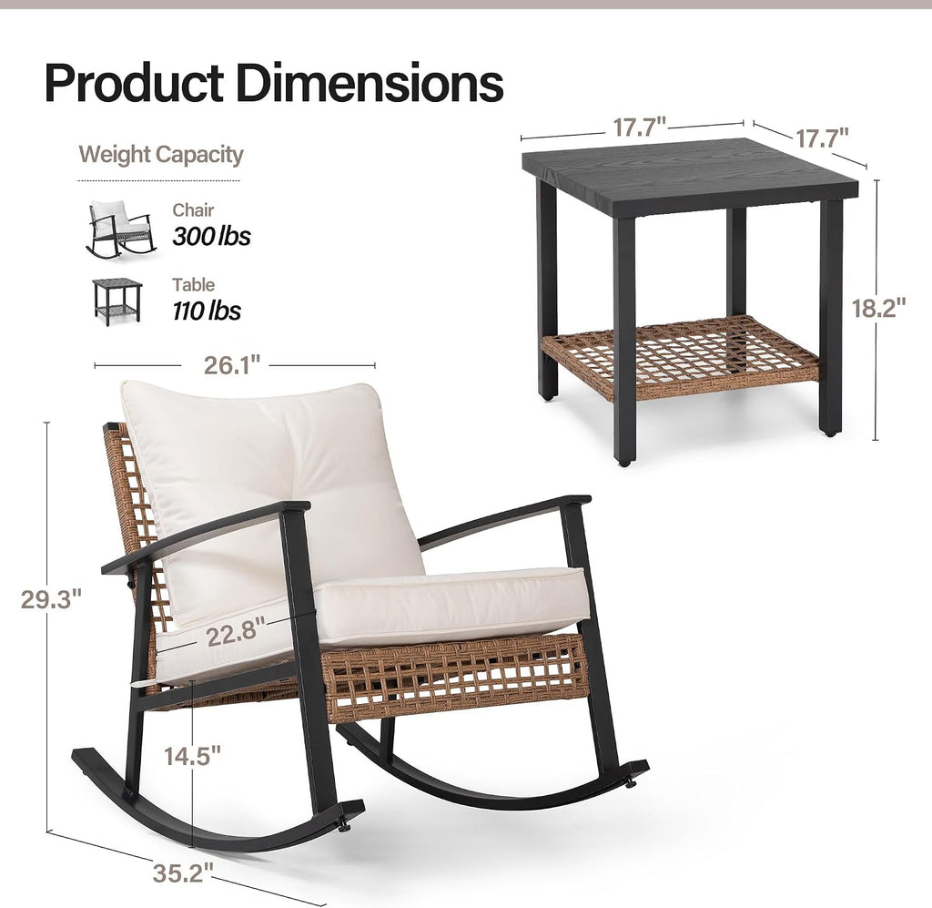 EO Living 3pc Beige Rocking Bistro Set