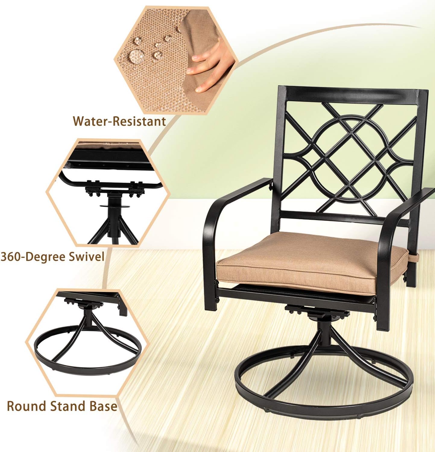 Crownland 2 Pack Swivel Patio Chairs