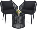 Kromax 3pc Black Rattan Bistro Set