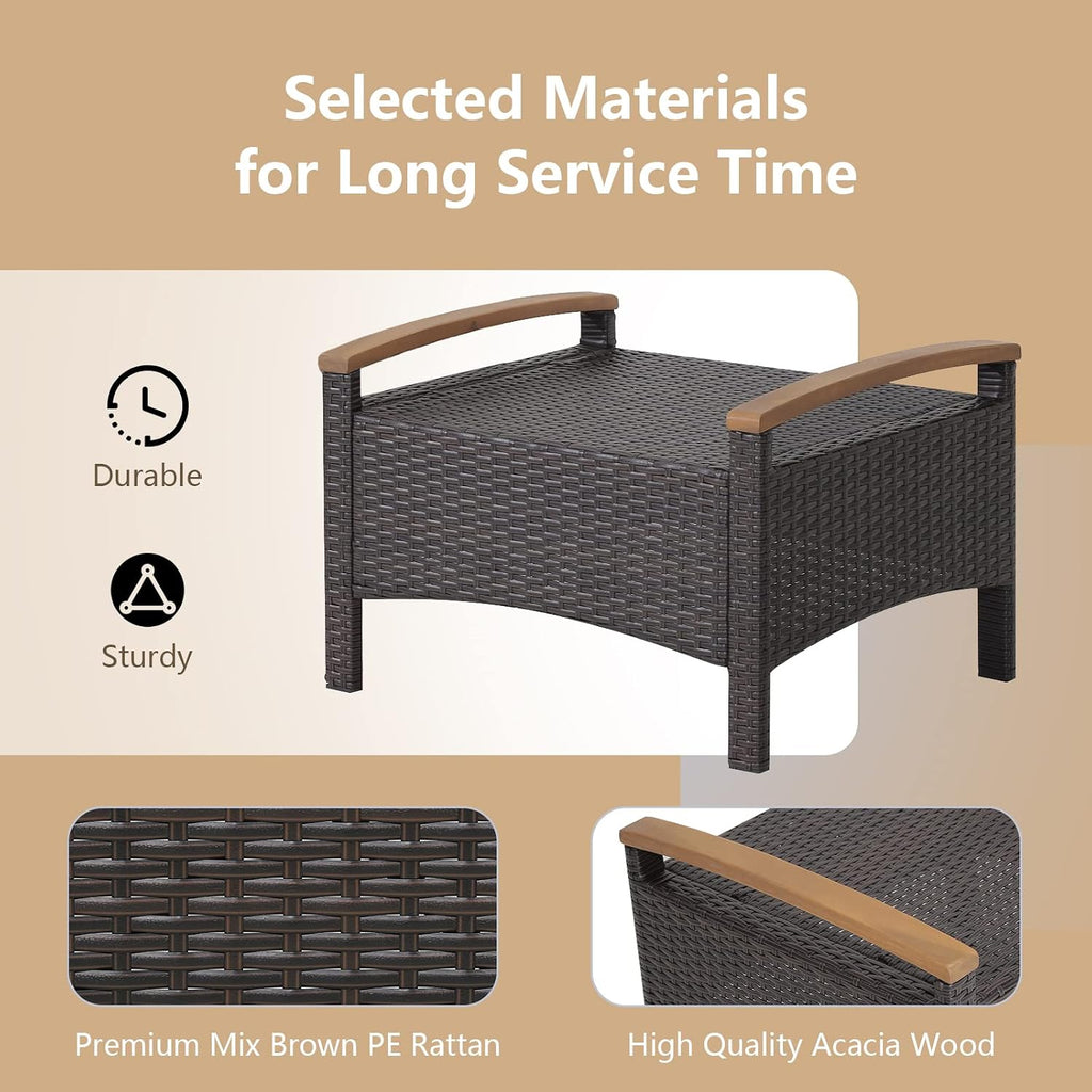 RELAX4LIFE 2 Pieces PE Rattan Ottomans