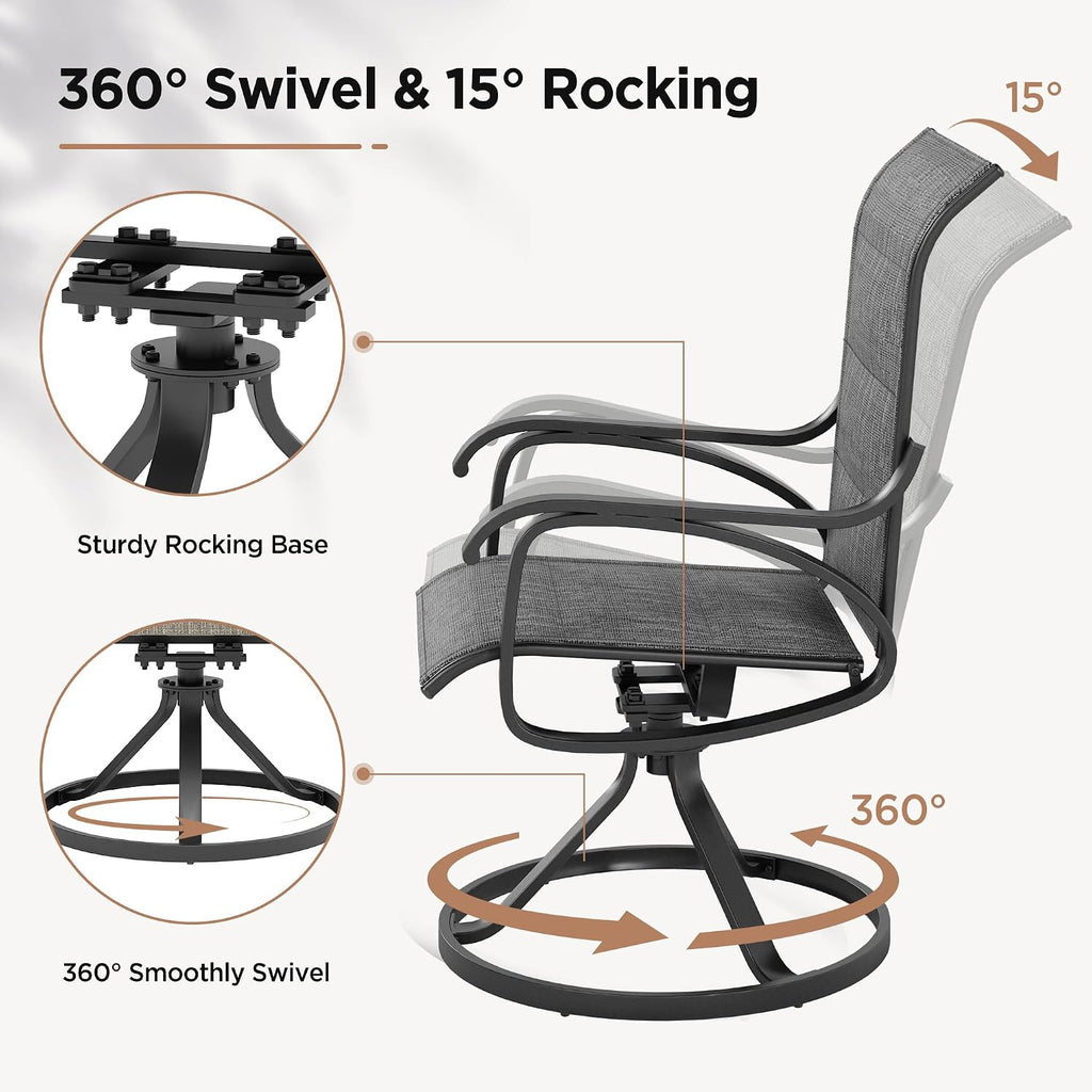 LOUVIXA 2 Pack Swivel Rocking Patio Chairs