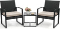 Murago 3pc Beige Cushion Wicker Bistro Set