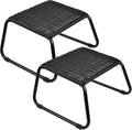 2 Pack Black Wicker Patio Ottomans