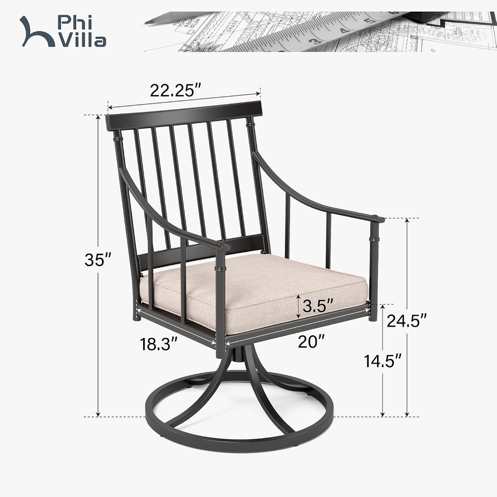 PHI VILLA 2 Pack Swivel Rocking Patio Chairs
