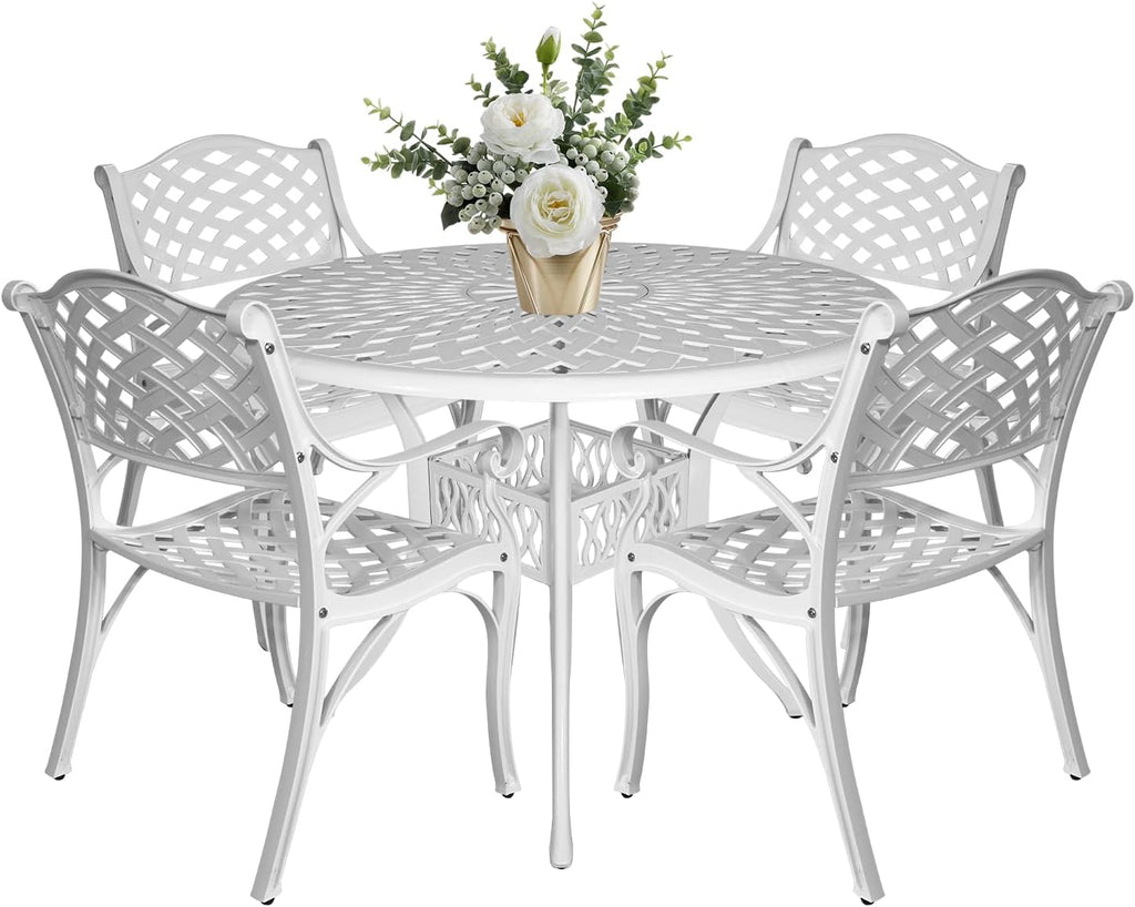 5 Pieces Cast Aluminum Patio Dining Set