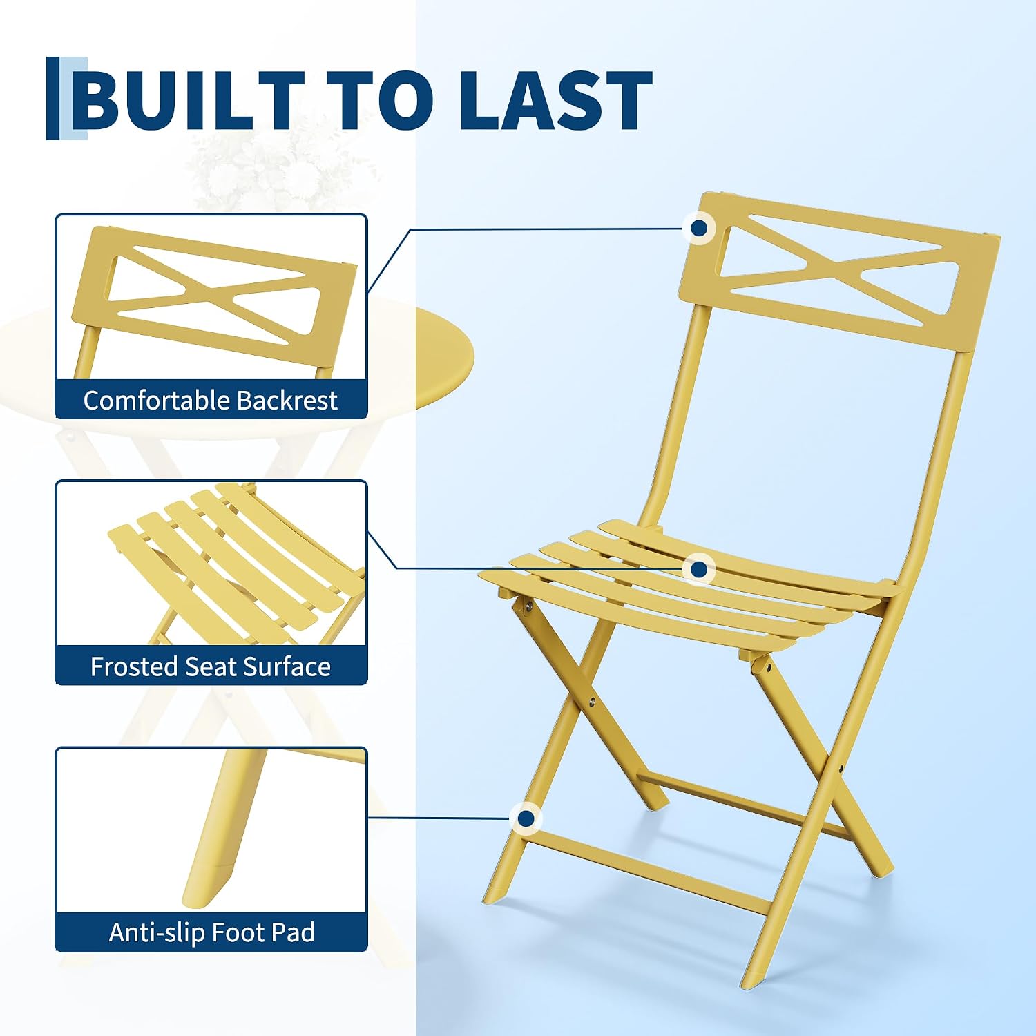 GarveeTech 3-Piece Folding Bistro Set