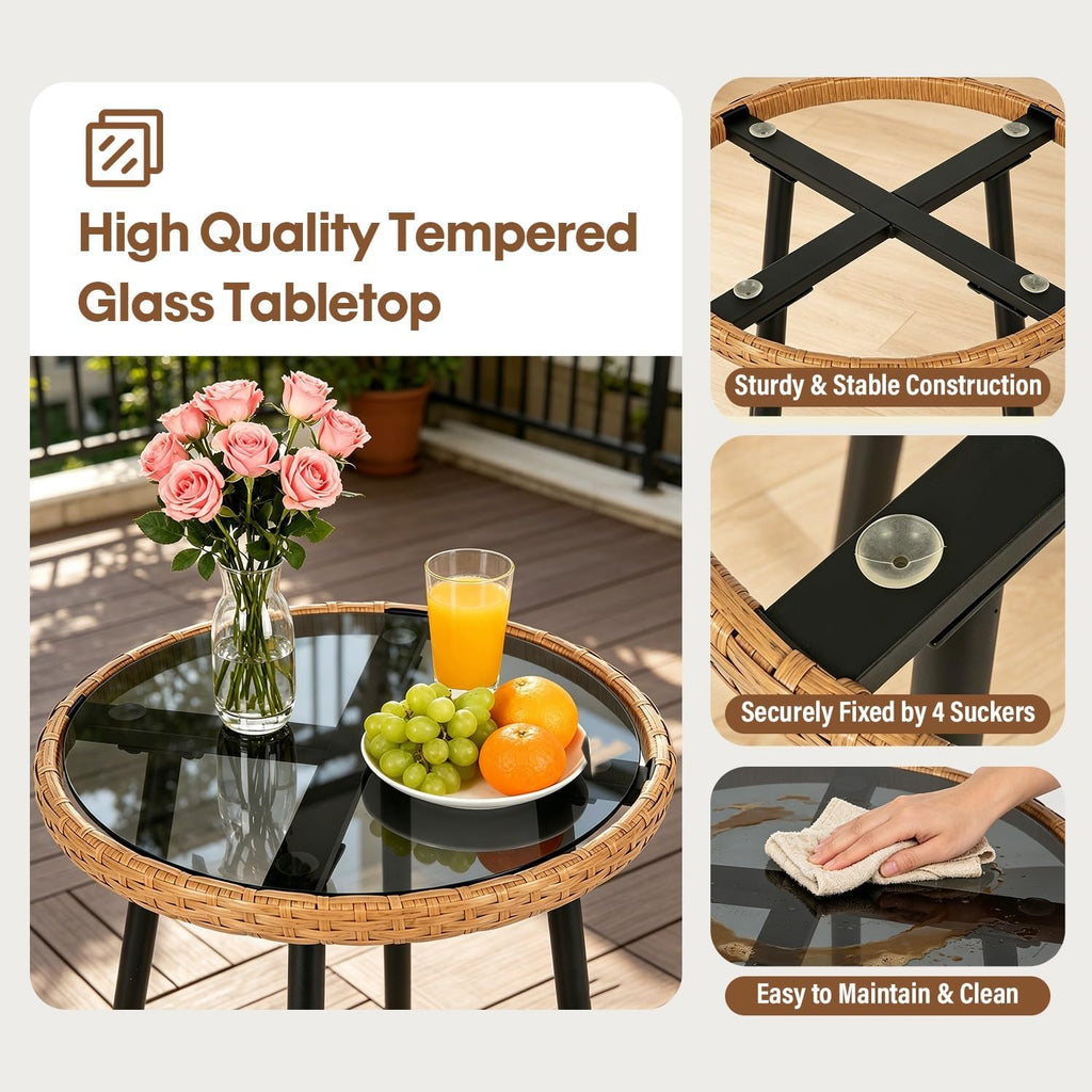 PayLessHere 3pc Beige Wicker Bistro Set