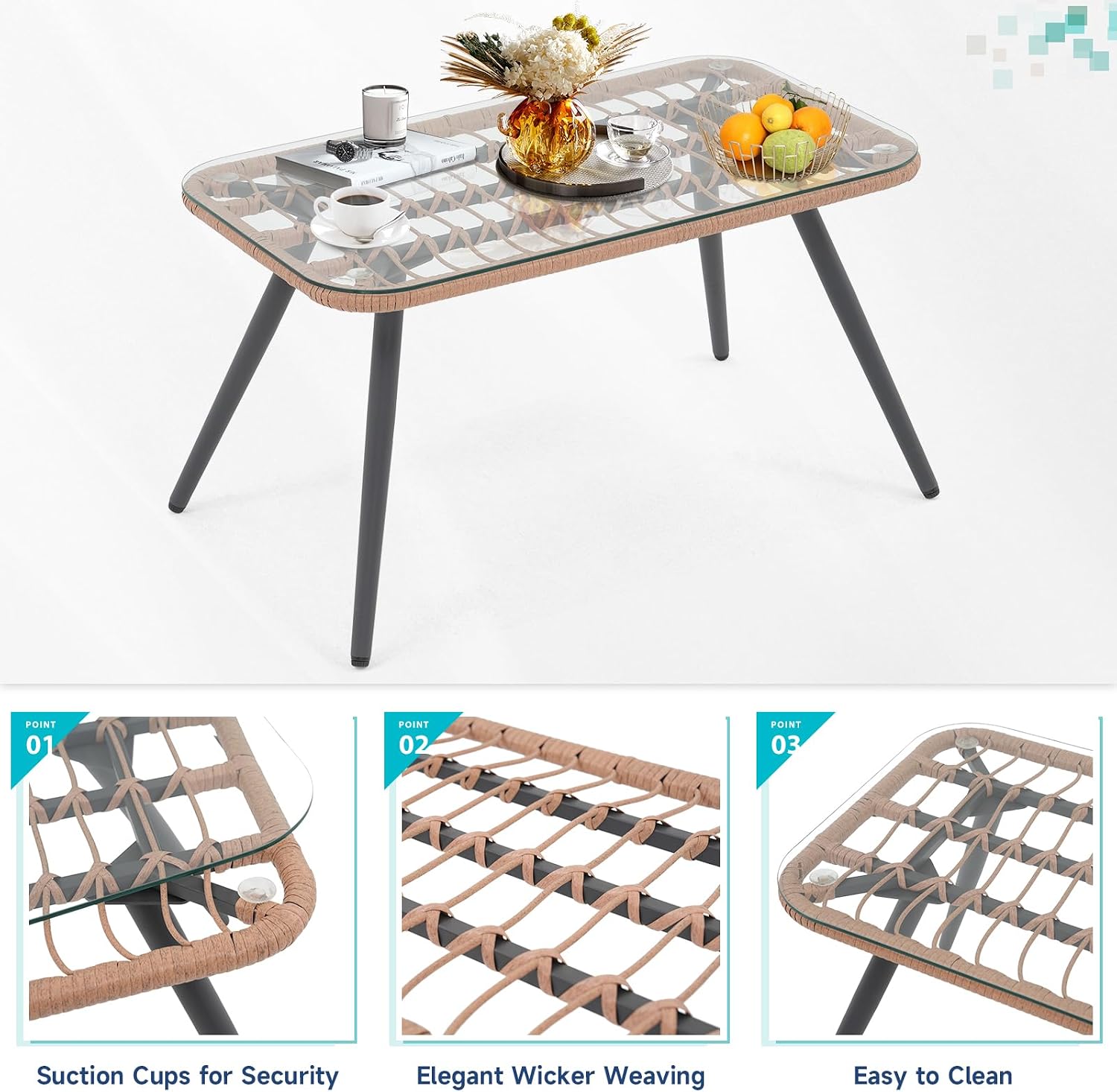 Verano Garden 4pc Boho Wicker Patio Set