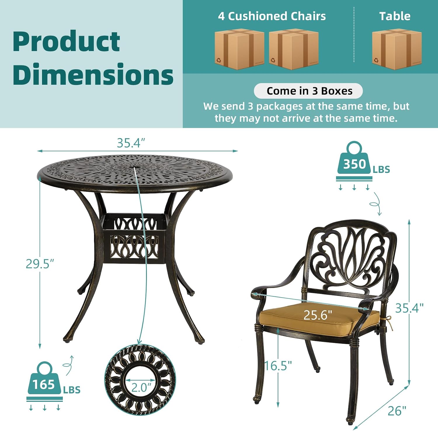 MEETWARM 5 Piece Patio Dining Set
