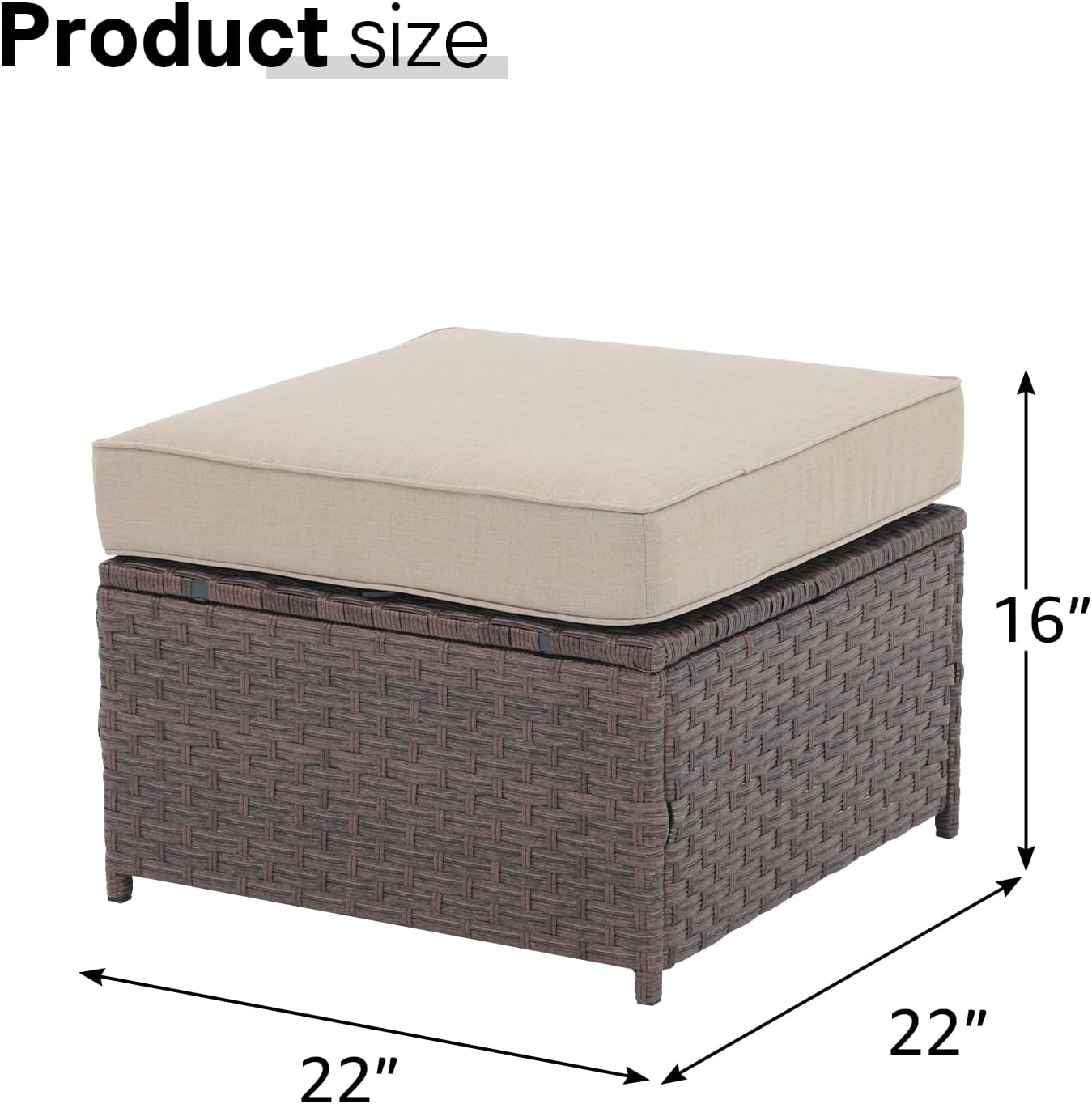 SUNSITT 2 Pack Rattan Patio Ottomans