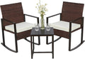 UNITED FLAMES 3pc Beige Wicker Rocking Set