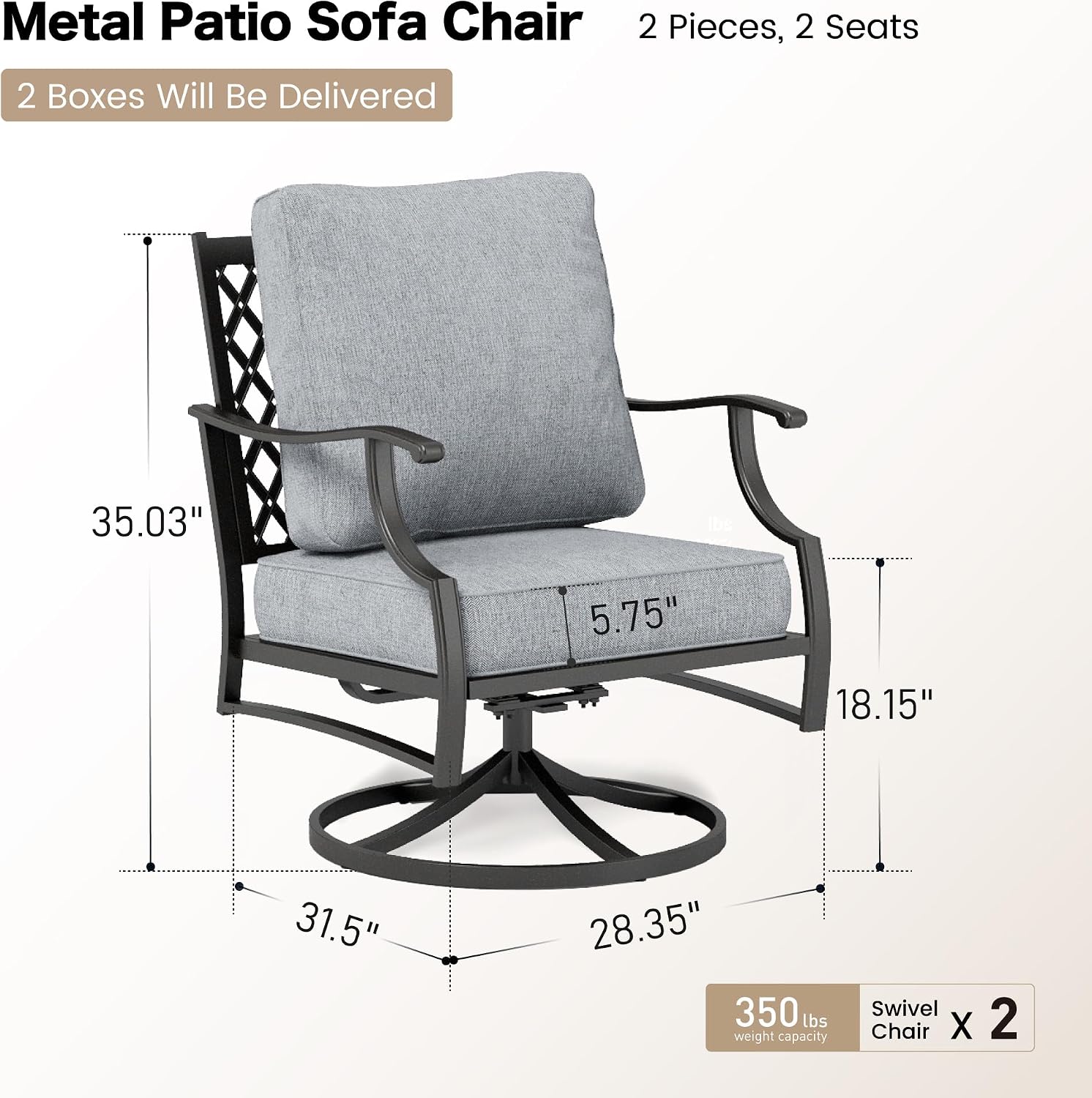 SUNSHINE VALLEY 2 Pack Gray Swivel Patio Rockers