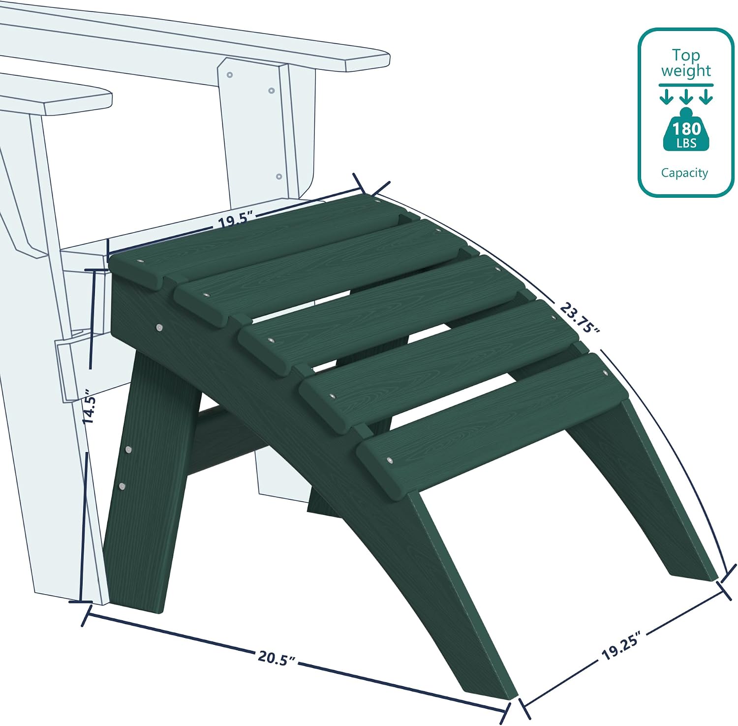 Plawdlik HDPE Folding Adirondack Ottoman