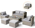 VINGLI 6pc Grey Wicker Sectional Set