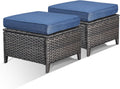 2 Piece PE Rattan Patio Ottomans
