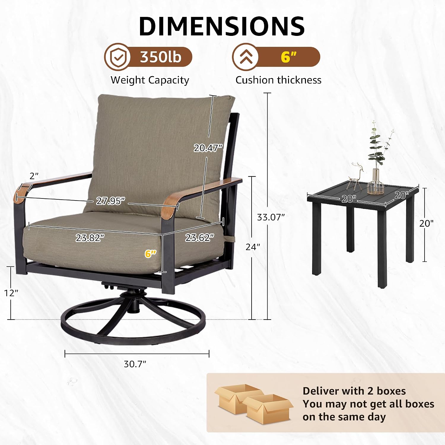 NATURAL EXPRESSIONS 3pc Swivel Glider Bistro Set