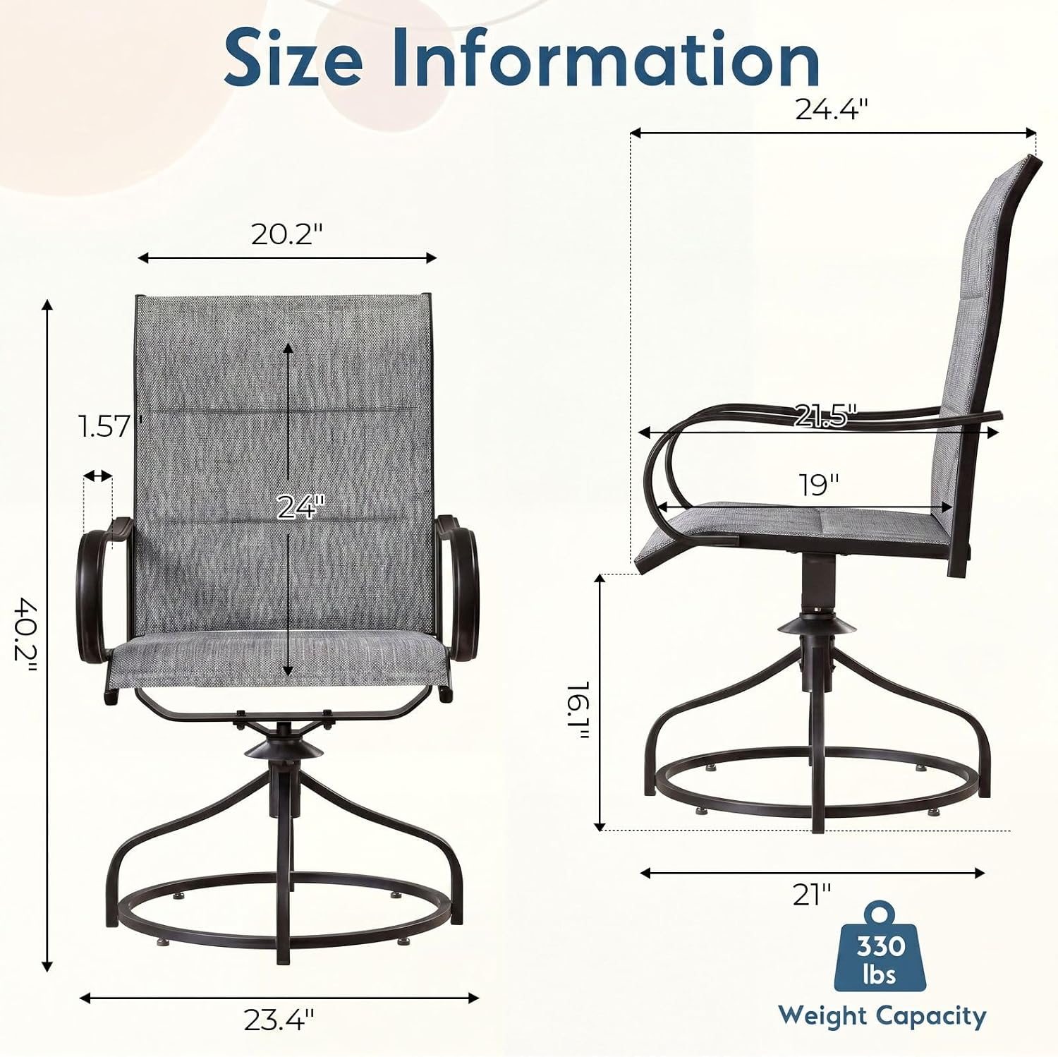 Arlopu 2 Pack 360° Swivel Patio Chairs