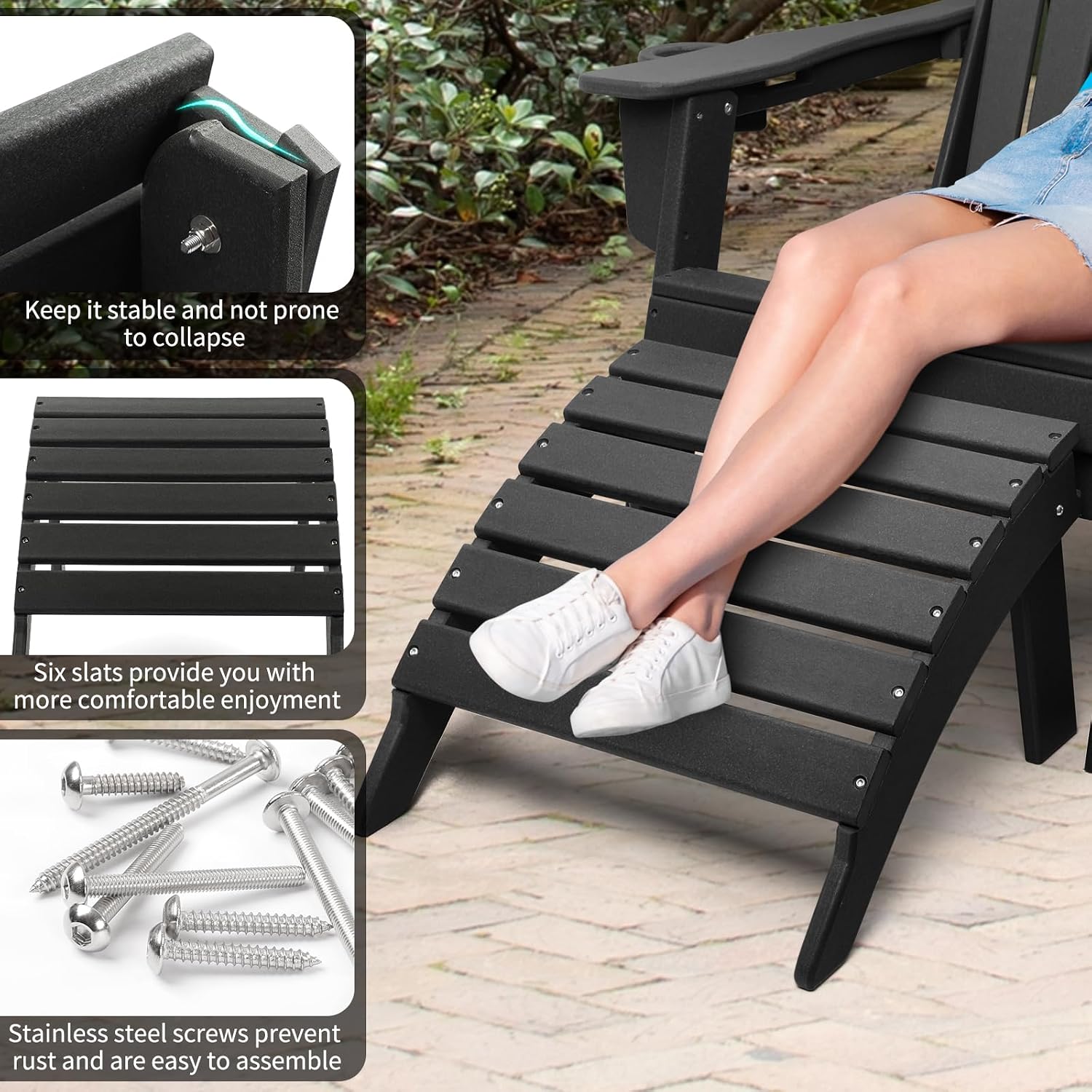 2 Pack HDPE Adirondack Ottomans