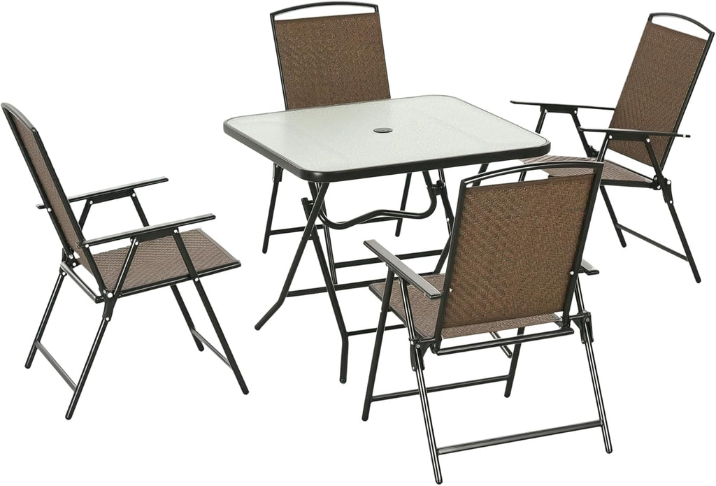 Outsunny 5 Pieces Wicker Dining Set