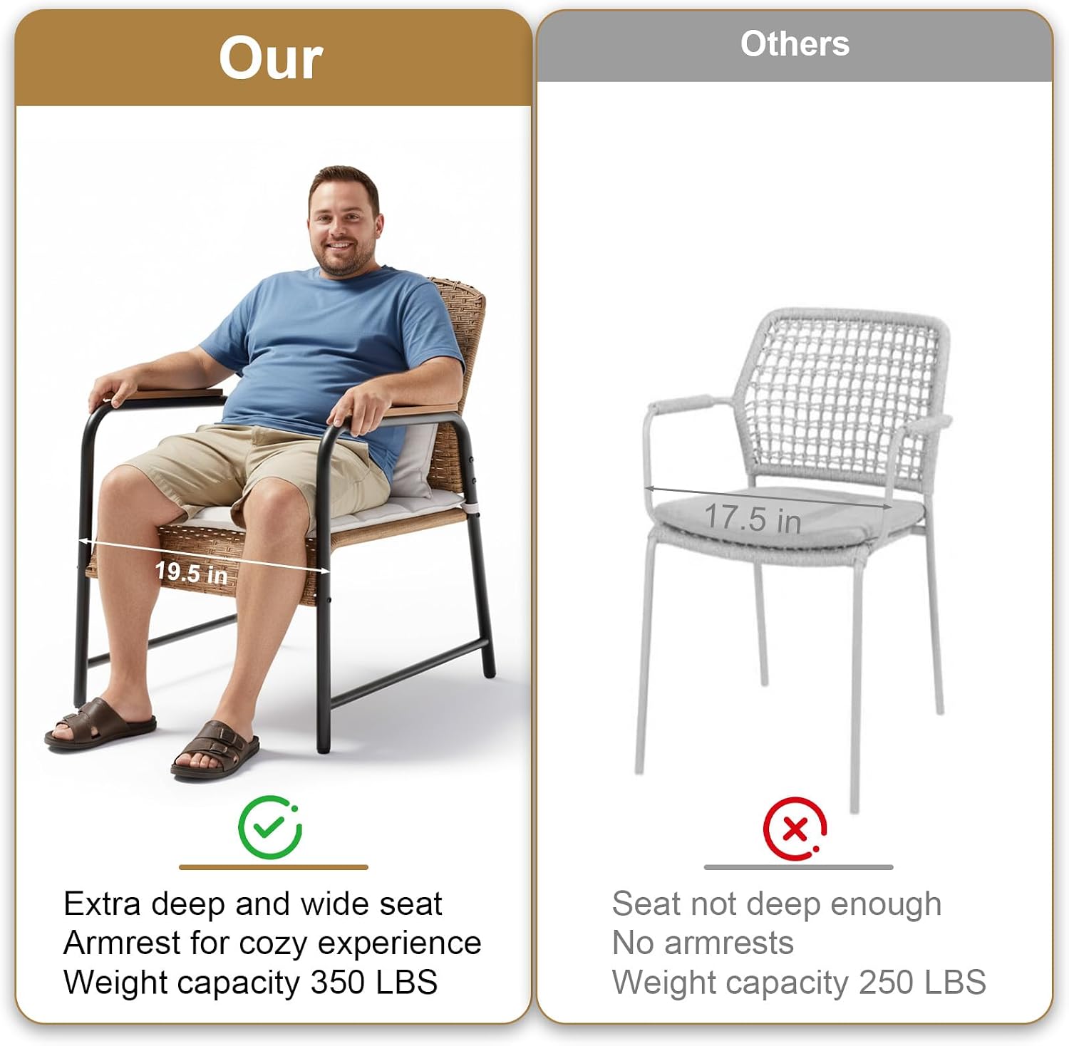 JOYURE 3pc Beige Wicker Bistro Set