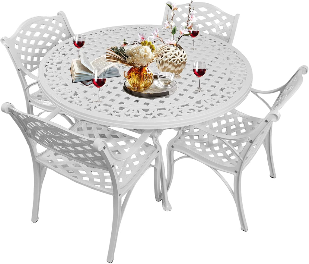 5 Pieces Cast Aluminum Patio Dining Set