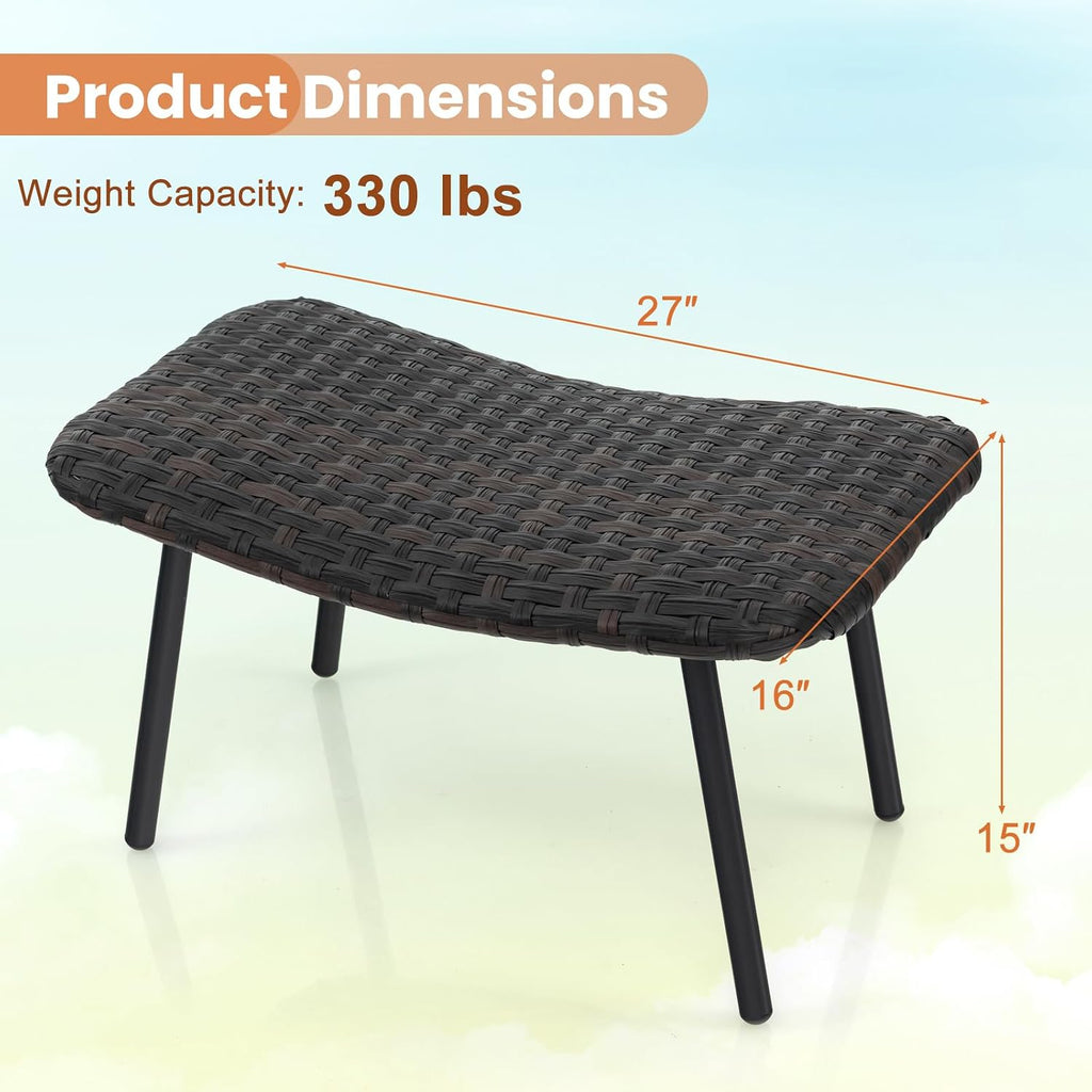 Tangkula 2 Pack Rattan Patio Ottomans