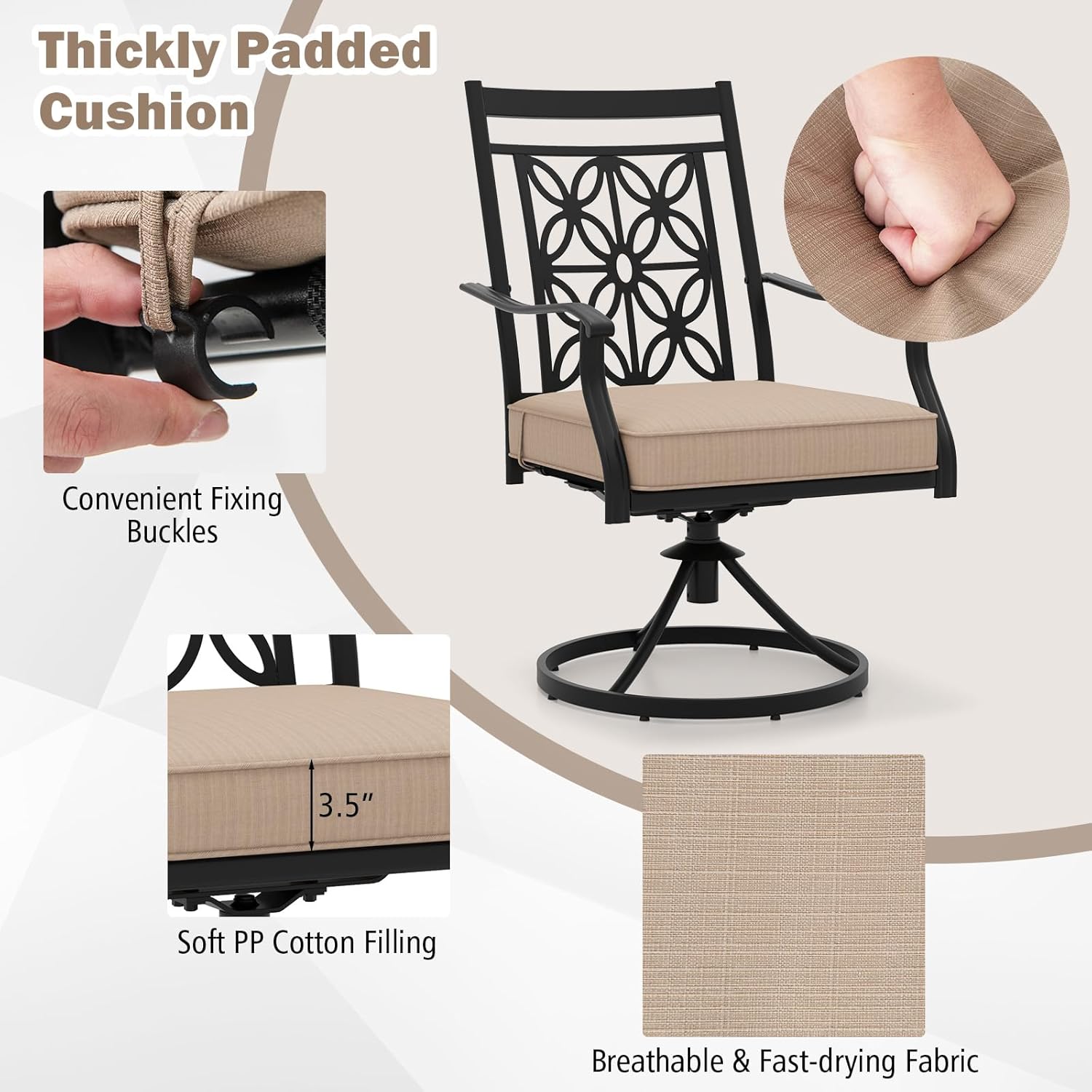Tangkula 2 Pack Swivel Patio Dining Chairs