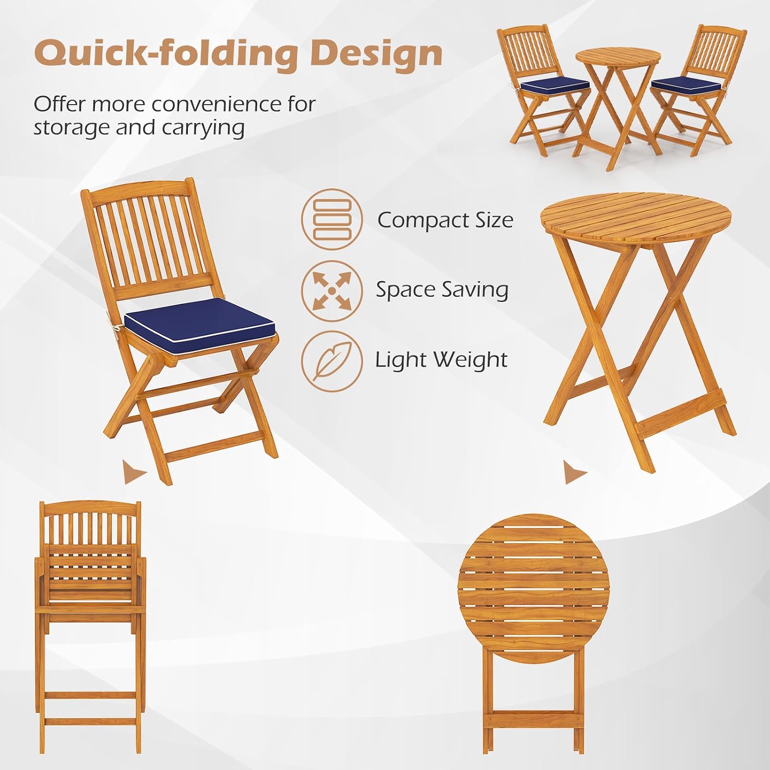 HAPPYGRILL 3 Pieces Patio Bistro Set