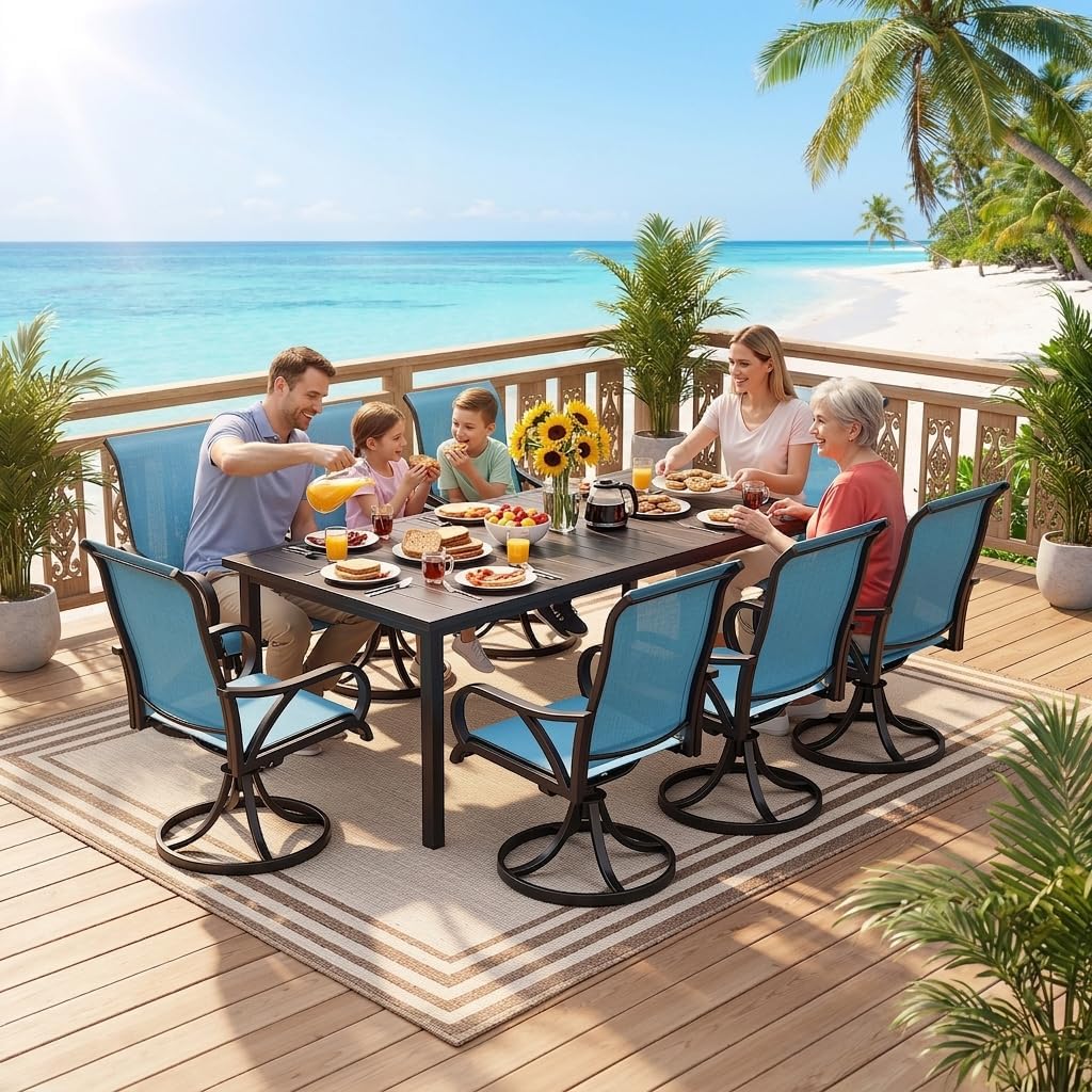 2 Pack Blue Swivel Patio Rockers