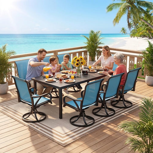 2 Pack Blue Swivel Patio Rockers