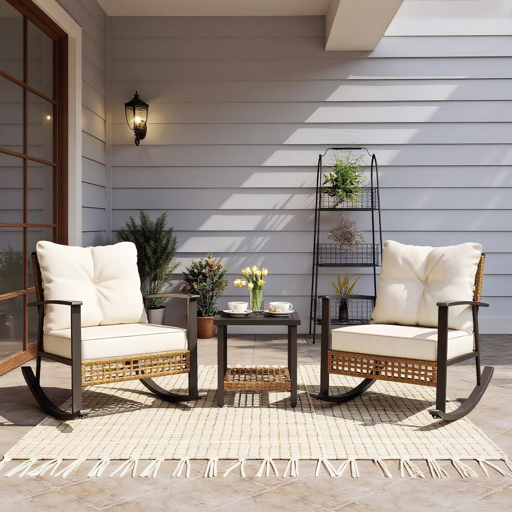 EO Living 3pc Beige Rocking Bistro Set