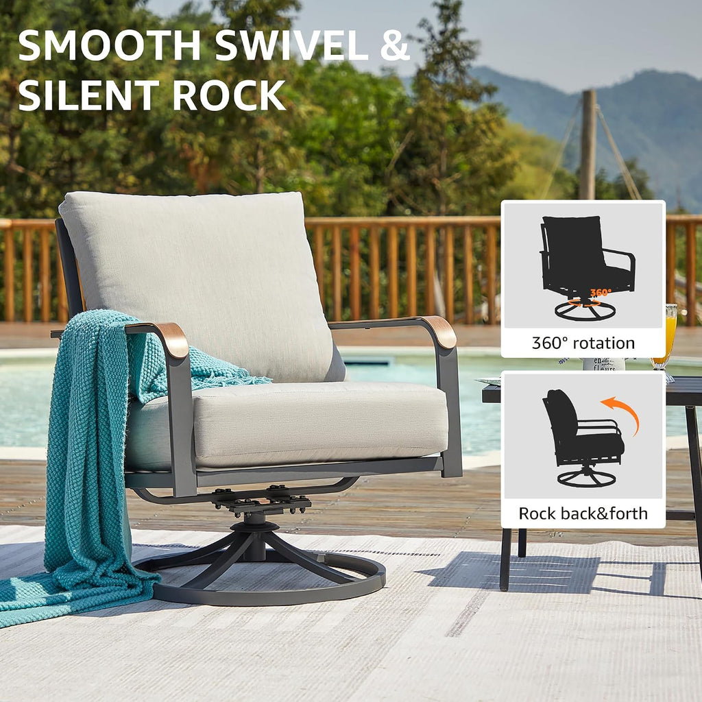 NATURAL EXPRESSIONS 2 Pack Grey Swivel Patio Rockers