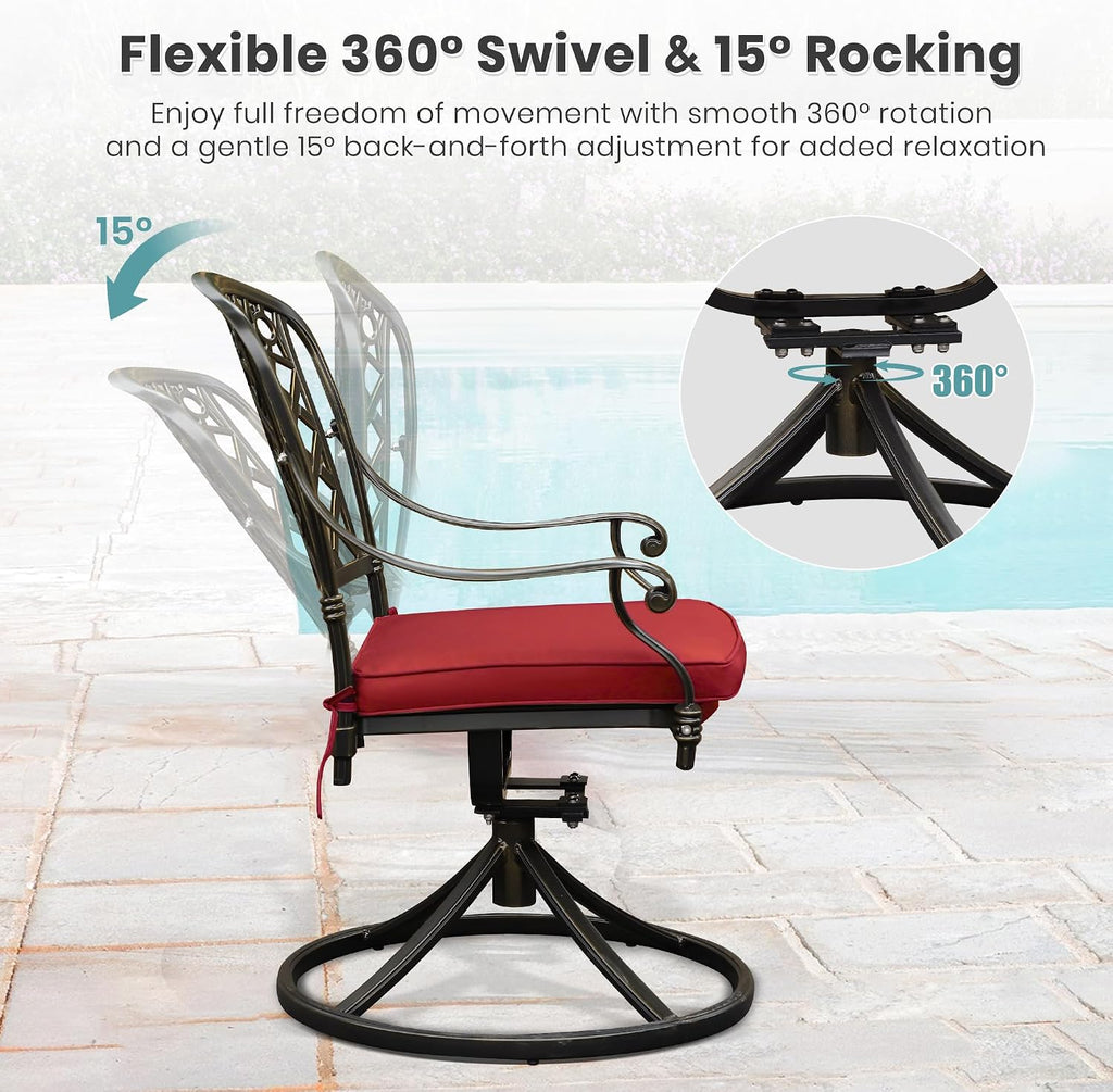 2 Pack Cast Aluminum Swivel Patio Chairs