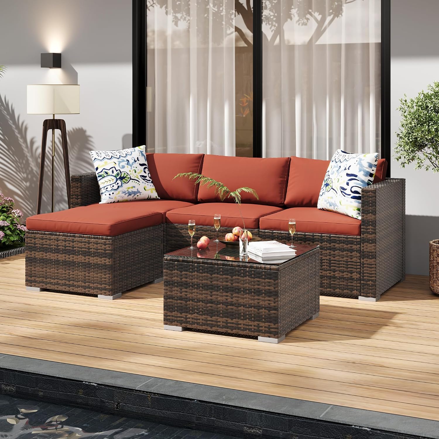 5pc PE Rattan Sectional Sofa Set