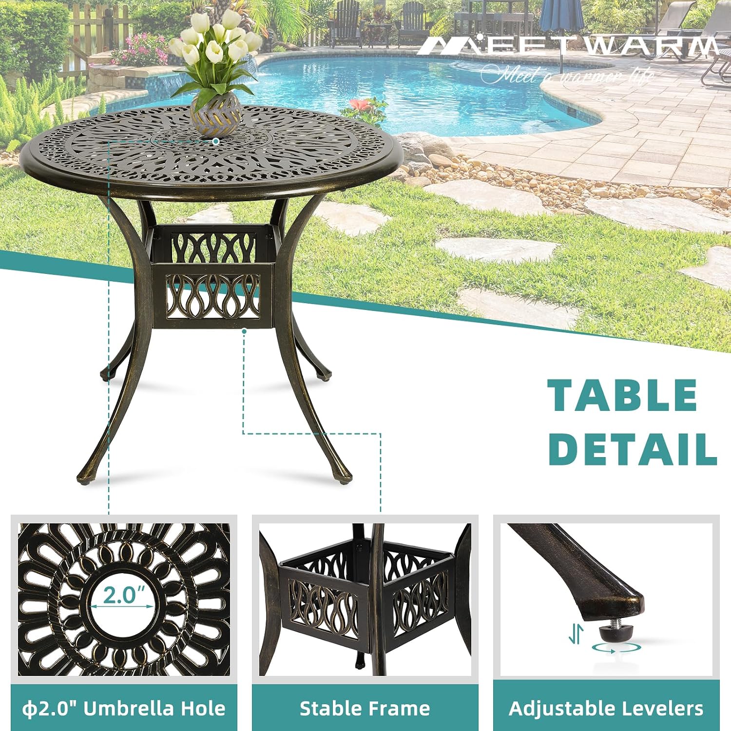 MEETWARM 5 Piece Patio Dining Set
