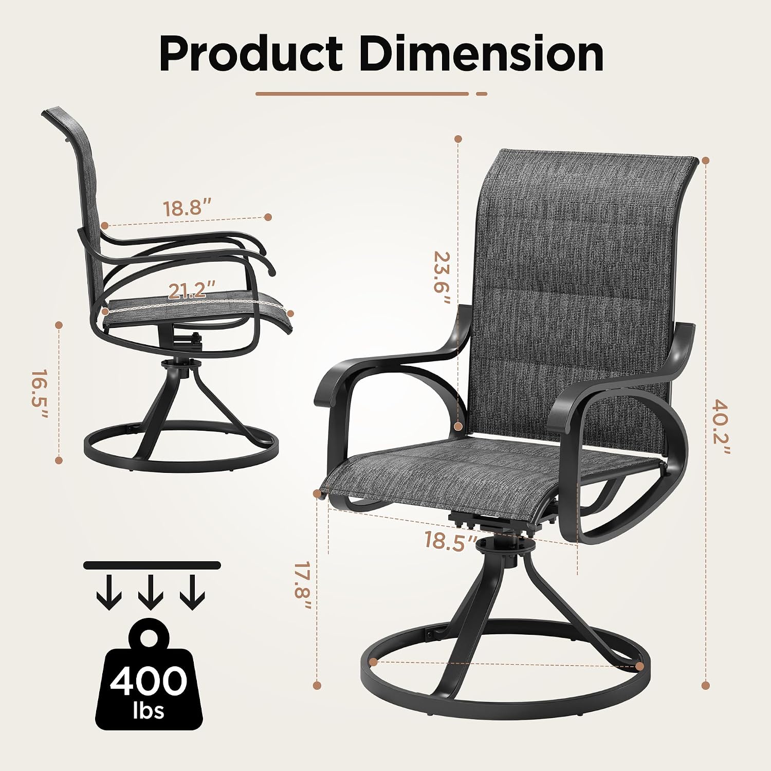 LOUVIXA 2 Pack Swivel Rocking Patio Chairs
