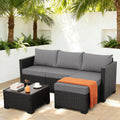 Oasishine 3pc Light Grey Wicker Sectional Set
