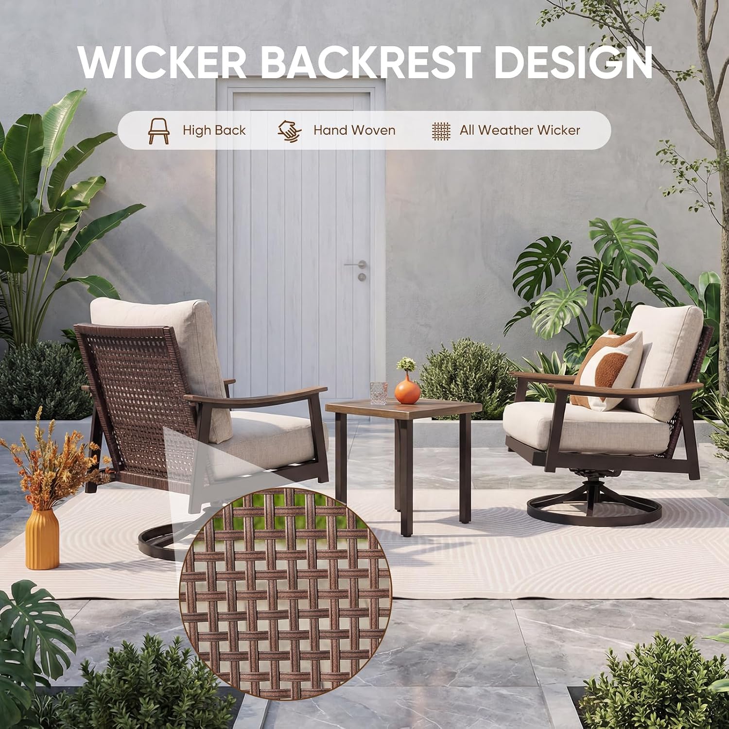 NATURAL EXPRESSIONS 3 Piece Wicker Bistro Set