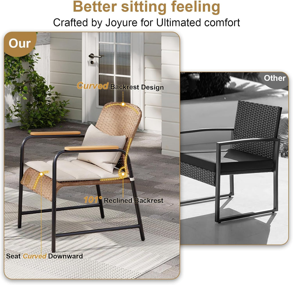 JOYURE 3pc Beige Wicker Bistro Set
