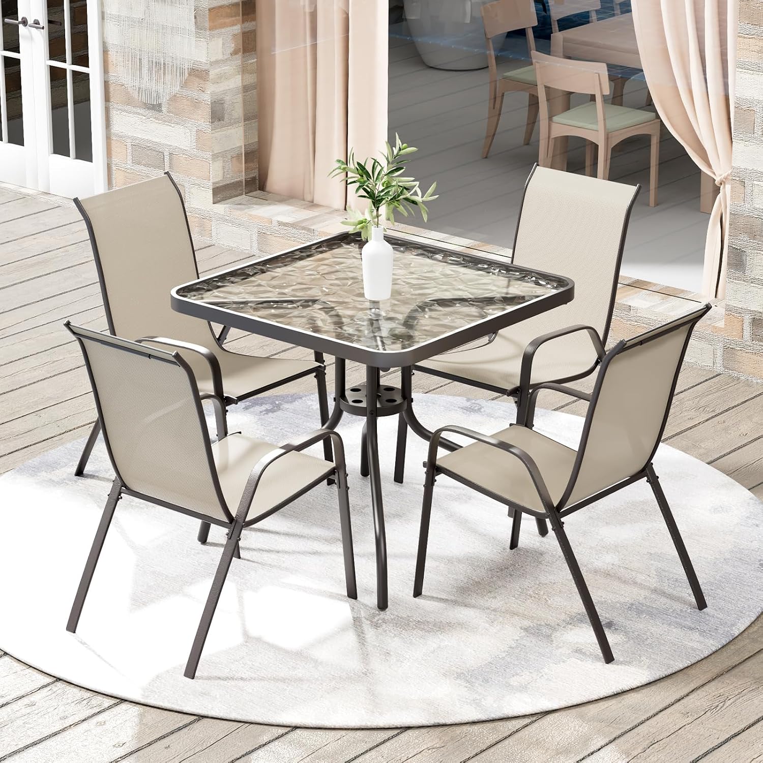 Arlopu 5 Piece Patio Dining Set